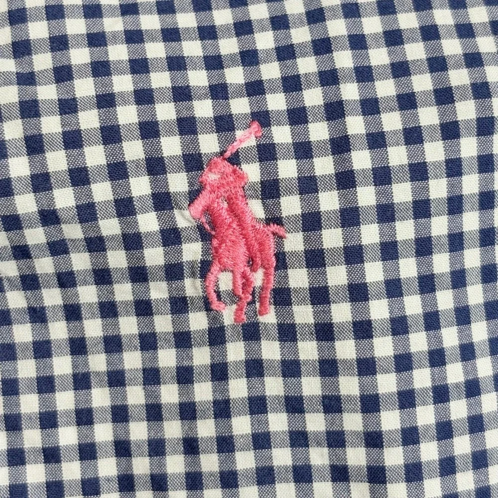 Ralph Lauren 2XB‎ Big & Tall Gingham Button Down Navy Pink Pony Classic Fit
